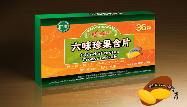 楼兰鲜枣--六味珍果含片包装设计